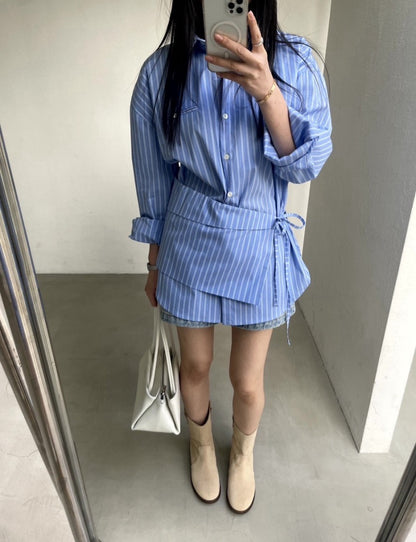 縦縞シャツワンピースカーテンセット