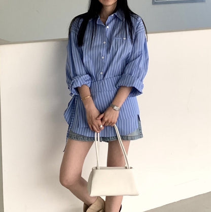 縦縞シャツワンピースカーテンセット