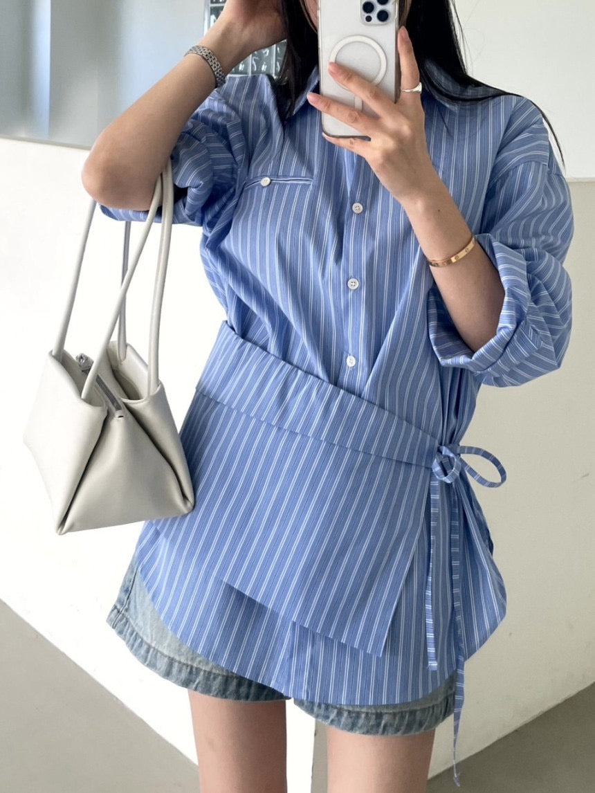 縦縞シャツワンピースカーテンセット