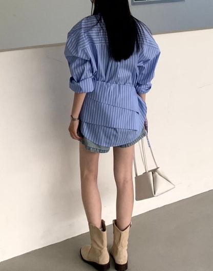 縦縞シャツワンピースカーテンセット