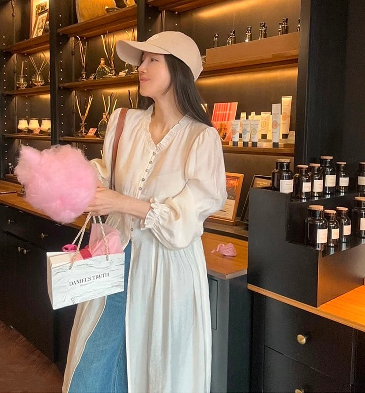 單排扣開衫連身裙