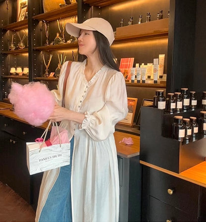 單排扣開衫連身裙