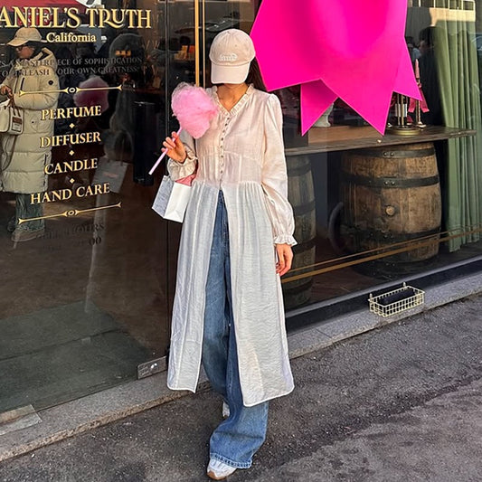 單排扣開衫連身裙