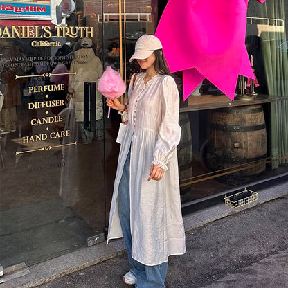 單排扣開衫連身裙