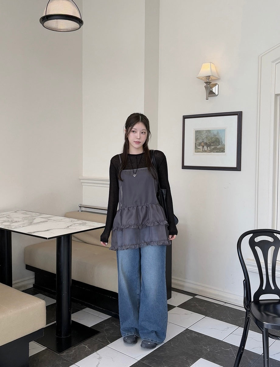 Puff Hem Strappy Dress