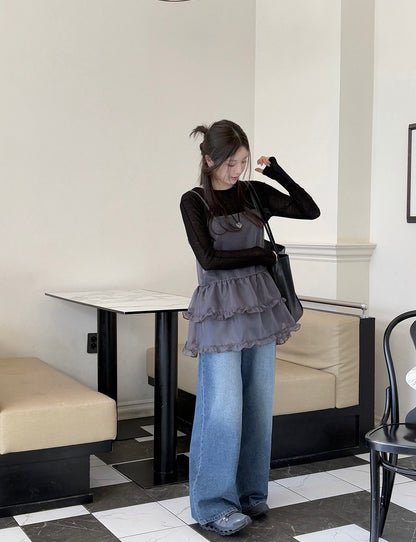 Puff Hem Strappy Dress