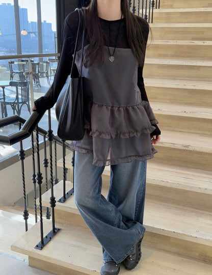 Puff Hem Strappy Dress