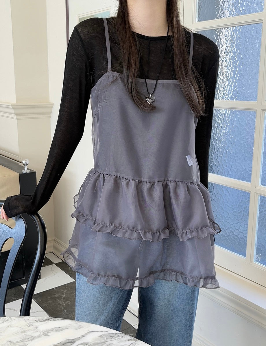 Puff Hem Strappy Dress