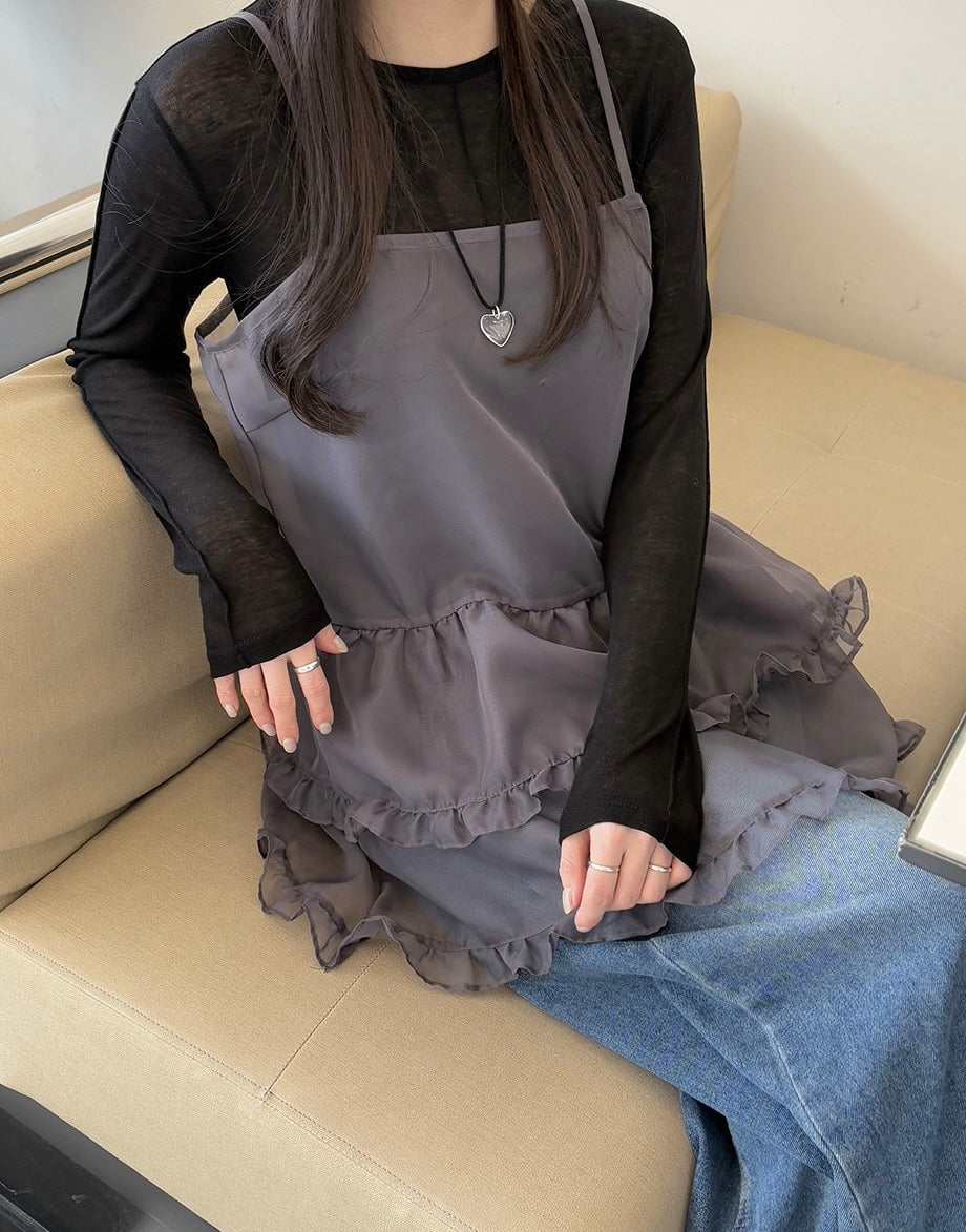 Puff Hem Strappy Dress