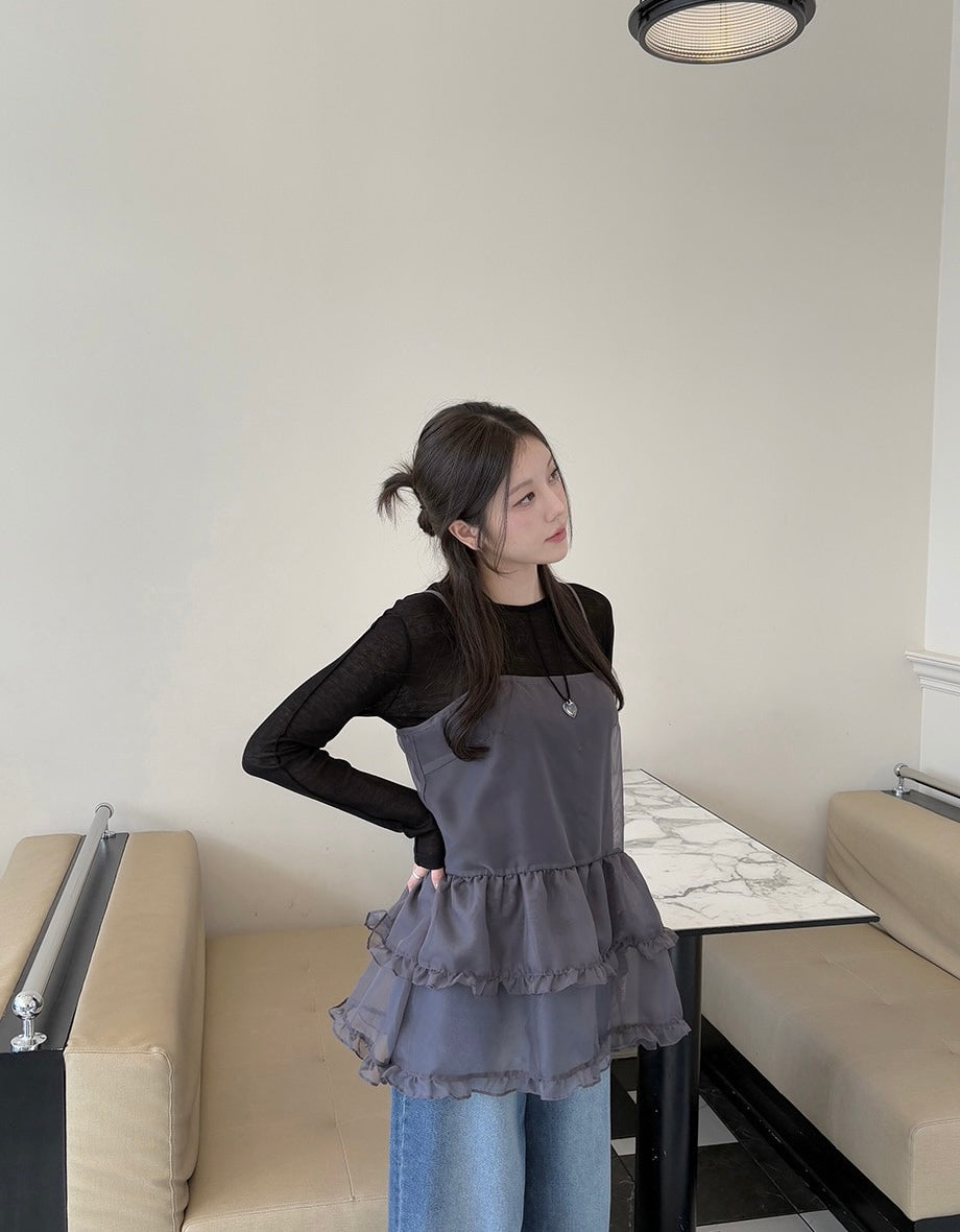 Puff Hem Strappy Dress