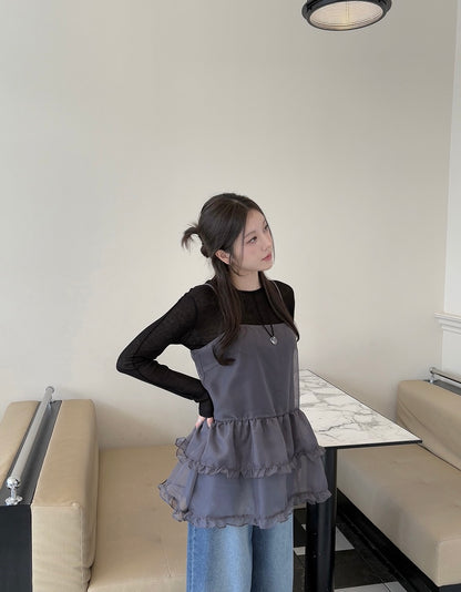 Puff Hem Strappy Dress