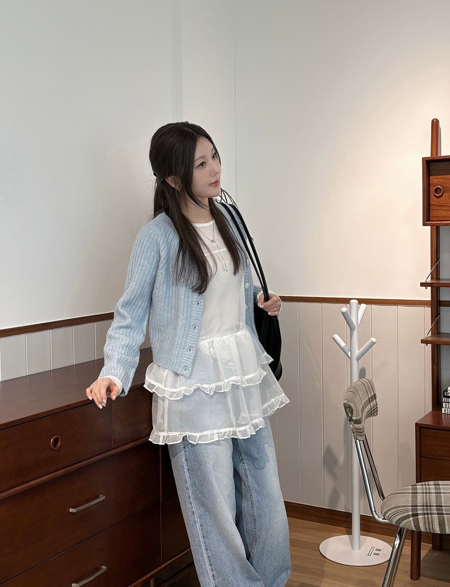 Puff Hem Strappy Dress