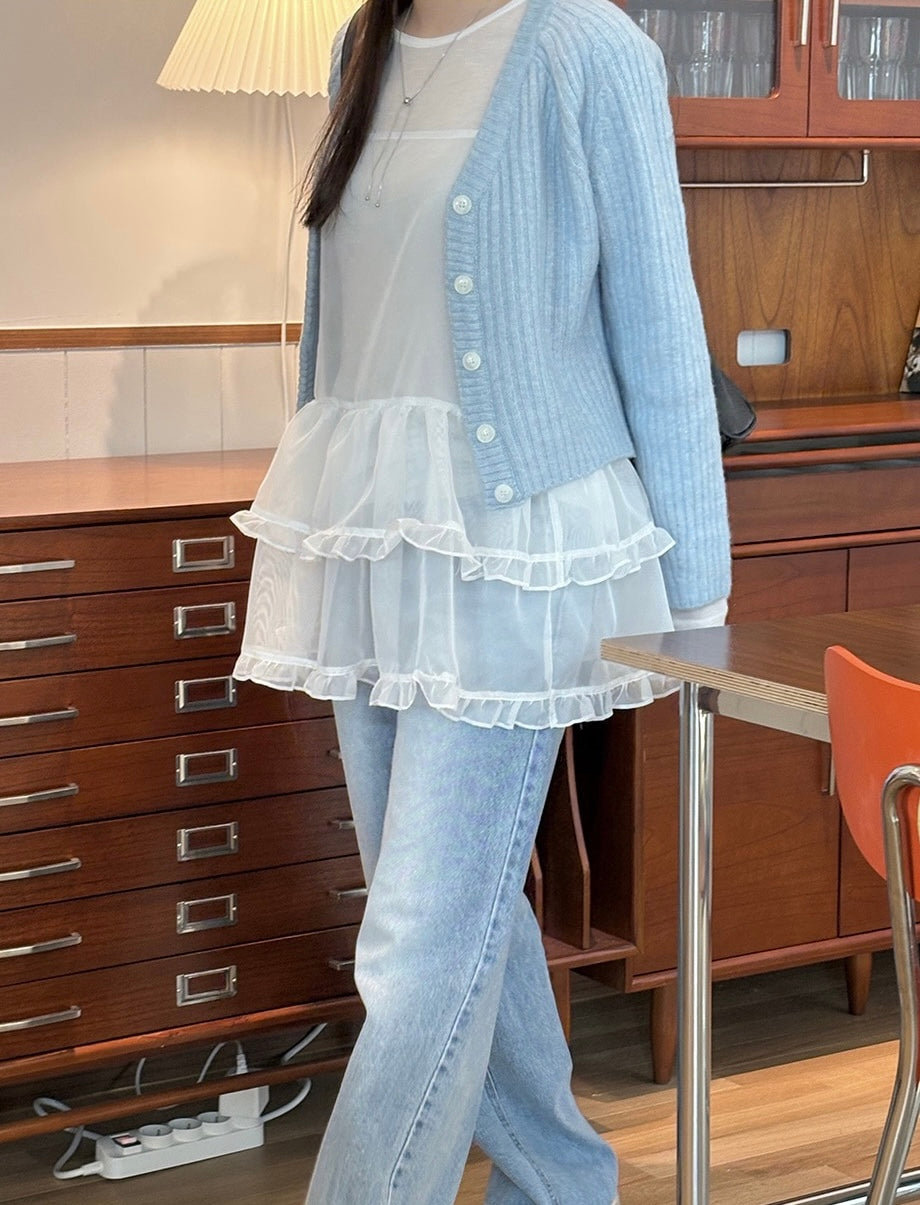 Puff Hem Strappy Dress