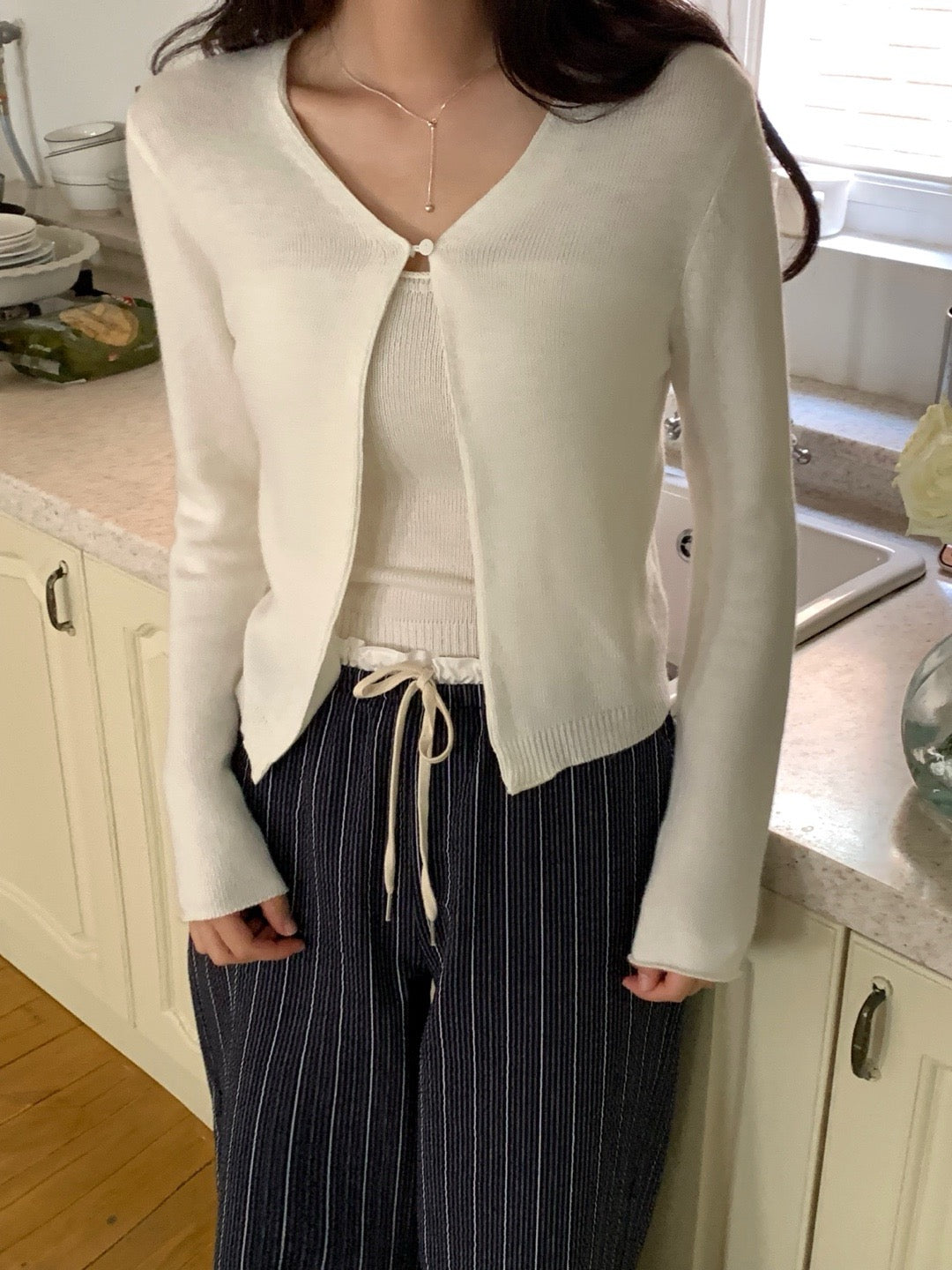 Elastic Waist Ruffle Trim Casual Pants