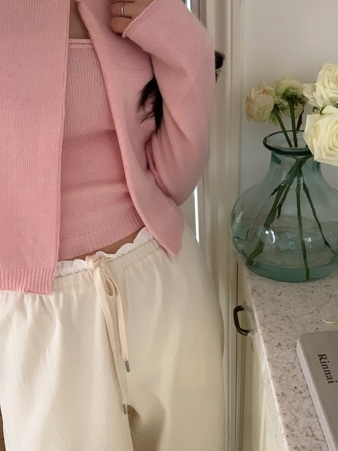 Elastic Waist Ruffle Trim Casual Pants