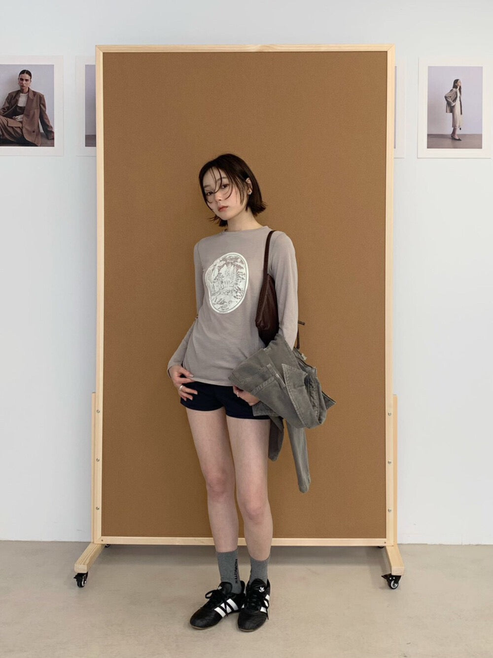 復古印花長袖T恤