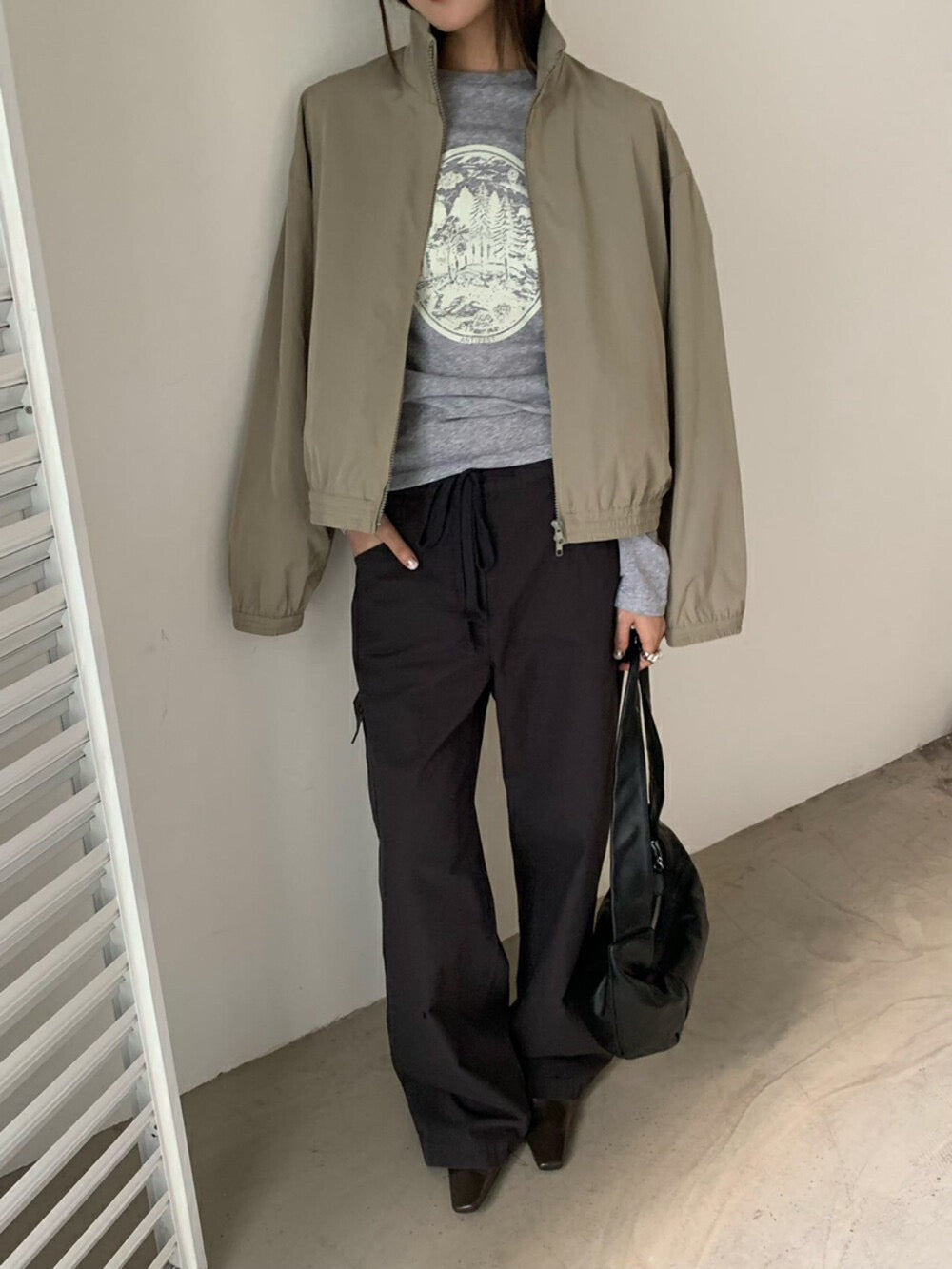 復古印花長袖T恤