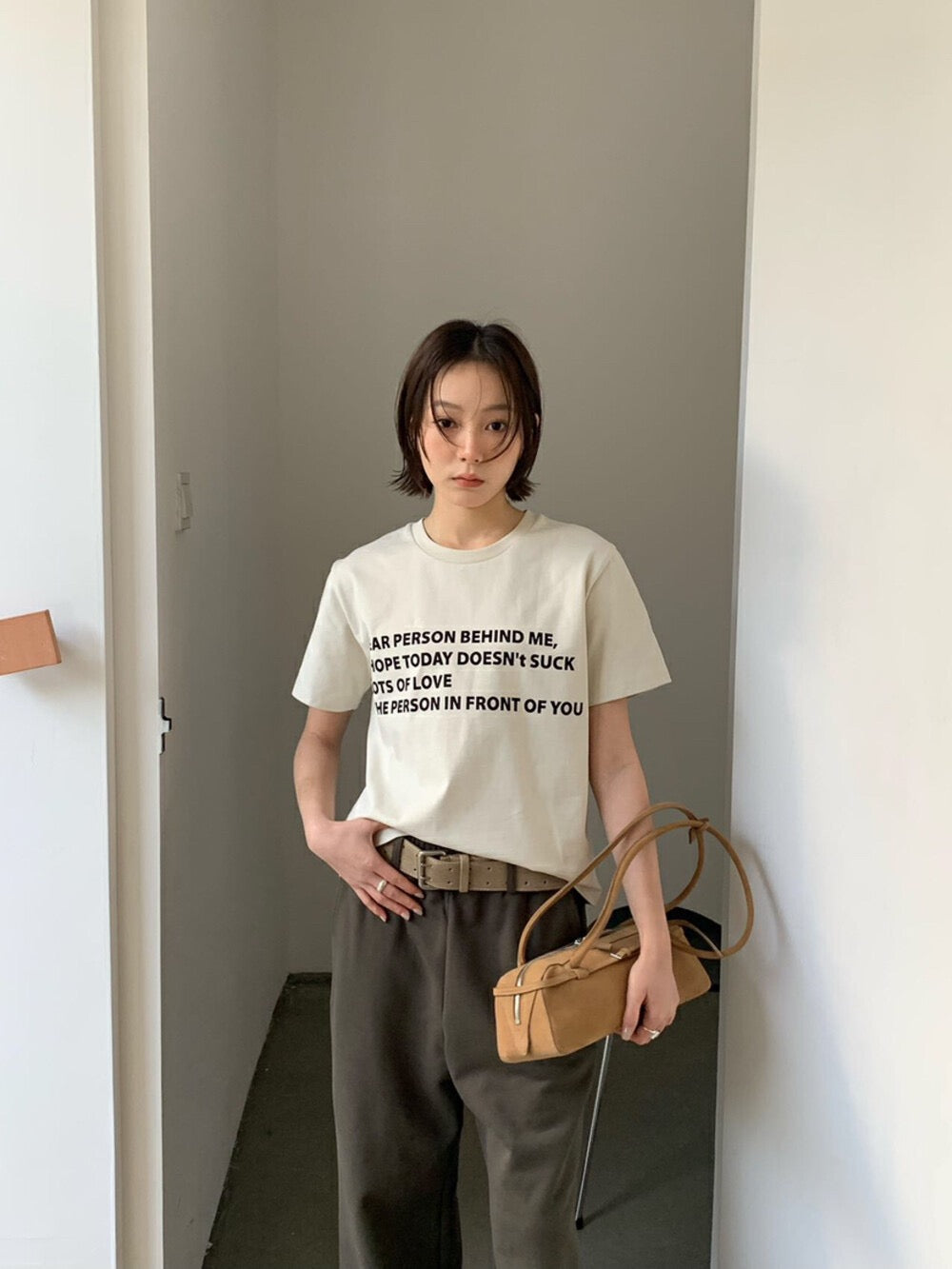 簡約字母印花T恤