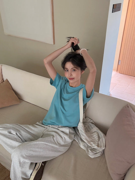 圓領百搭彈力棉短袖