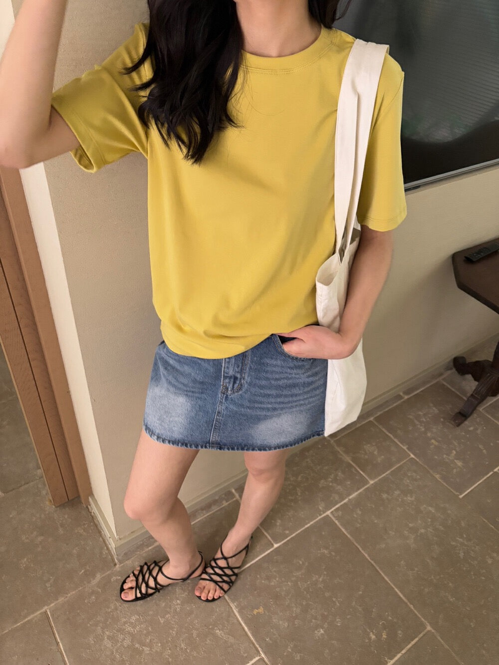 圓領百搭彈力棉短袖