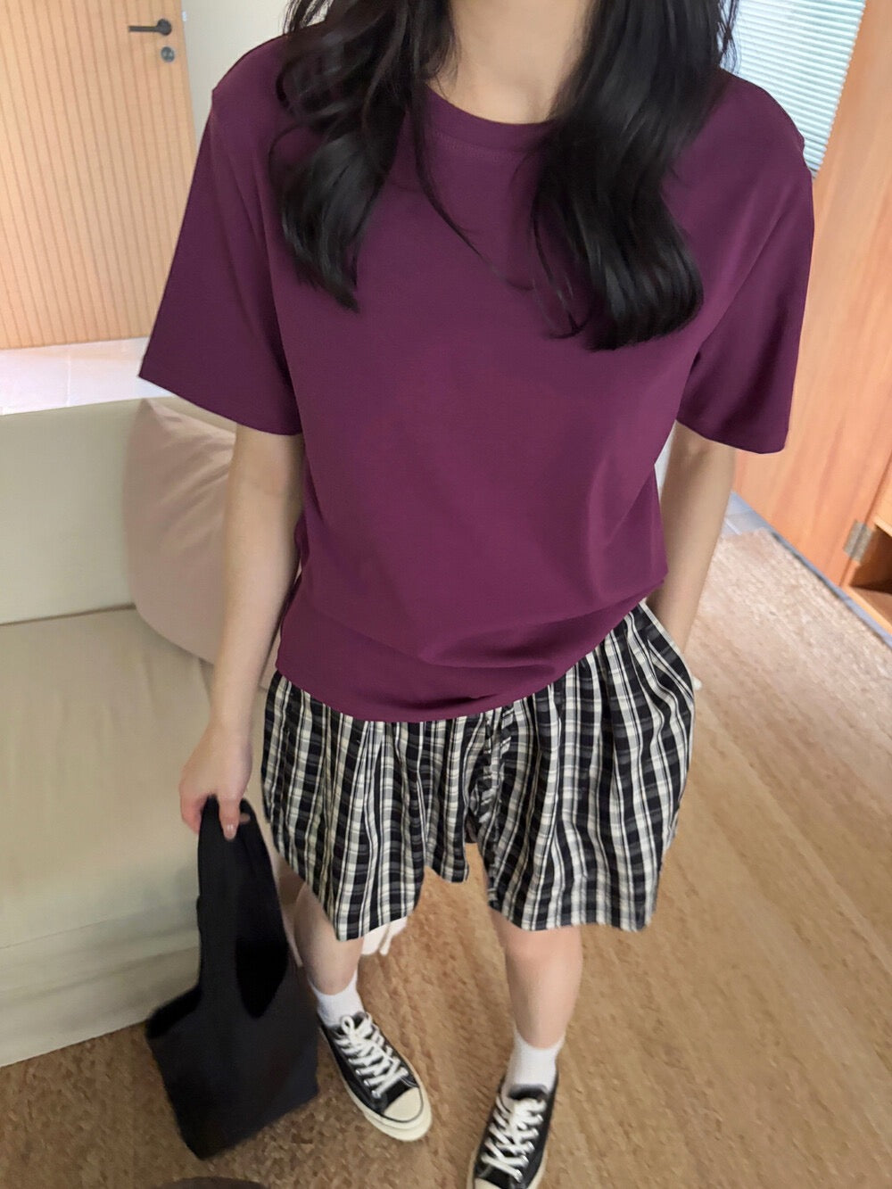 圓領百搭彈力棉短袖