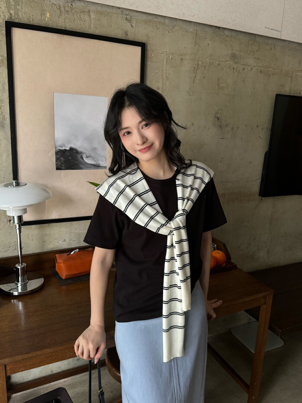 圓領百搭彈力棉短袖