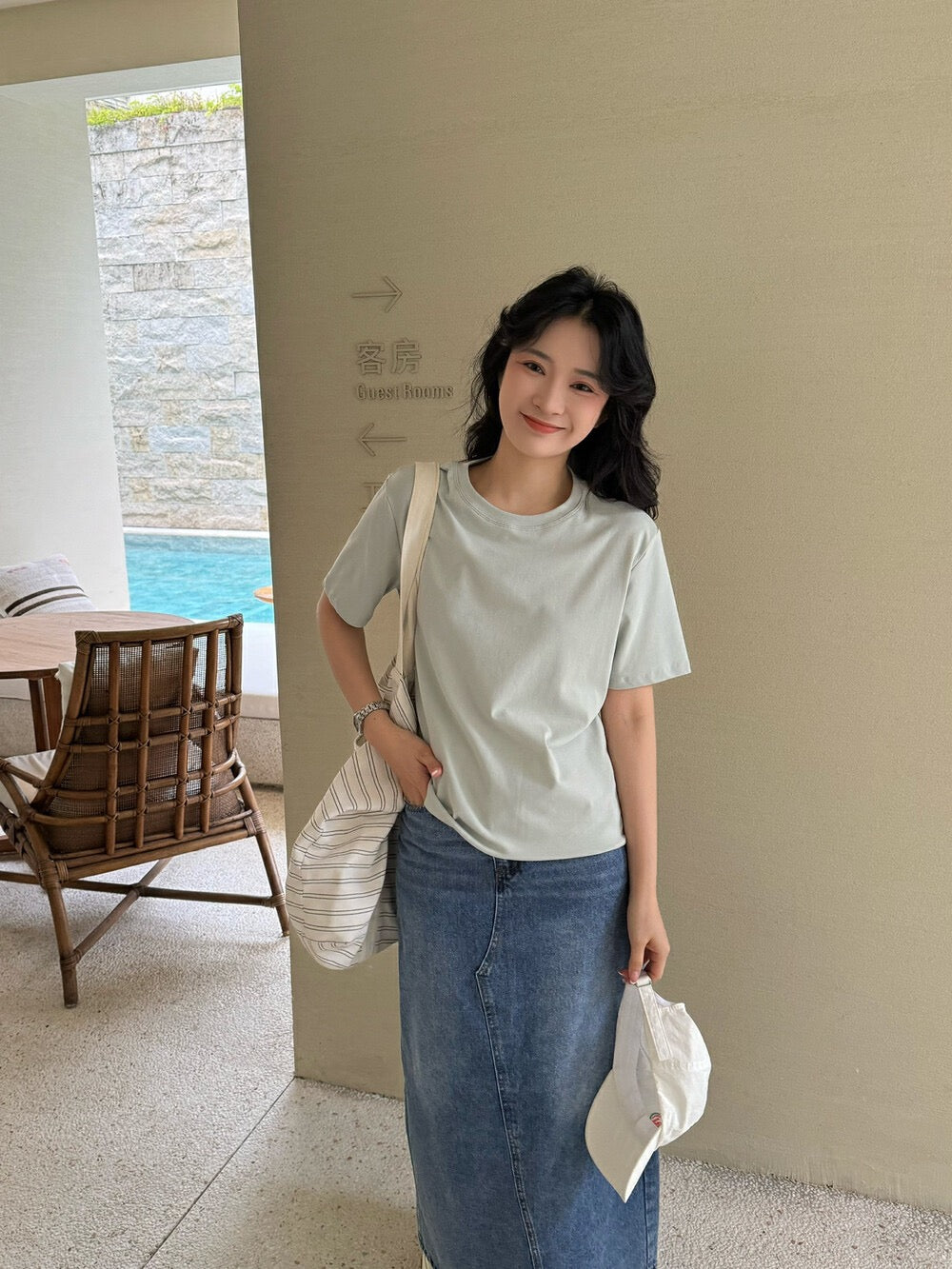 圓領百搭彈力棉短袖