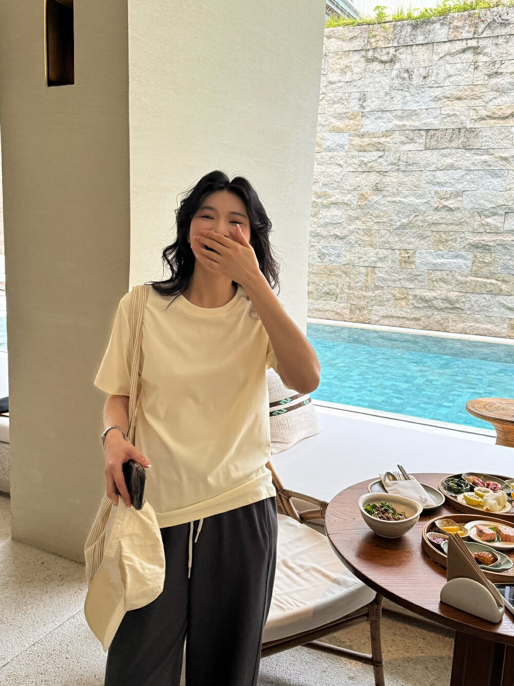 圓領百搭彈力棉短袖