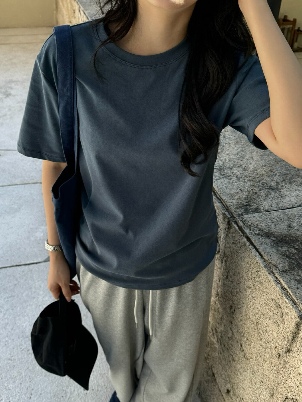 圓領百搭彈力棉短袖