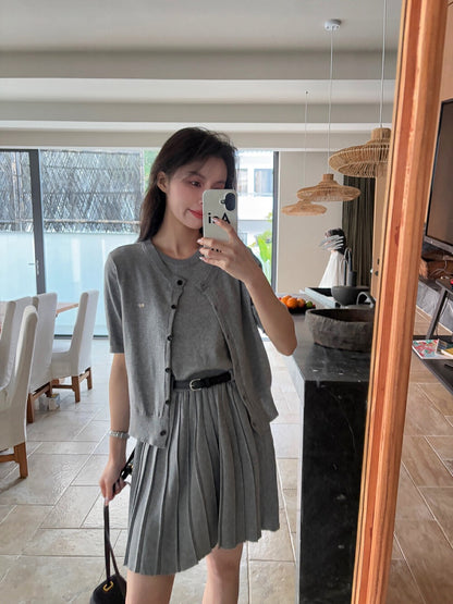 ニットカーディガン+ニットベストワンピースセット