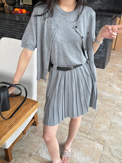 ニットカーディガン+ニットベストワンピースセット