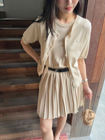 ニットカーディガン+ニットベストワンピースセット