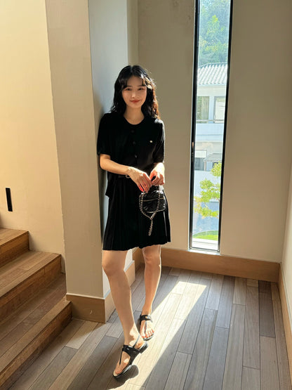 ニットカーディガン+ニットベストワンピースセット