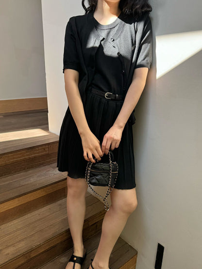 ニットカーディガン+ニットベストワンピースセット