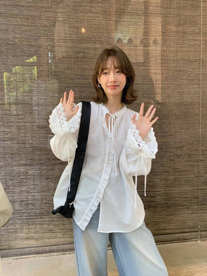 ジャカードレースブラウス