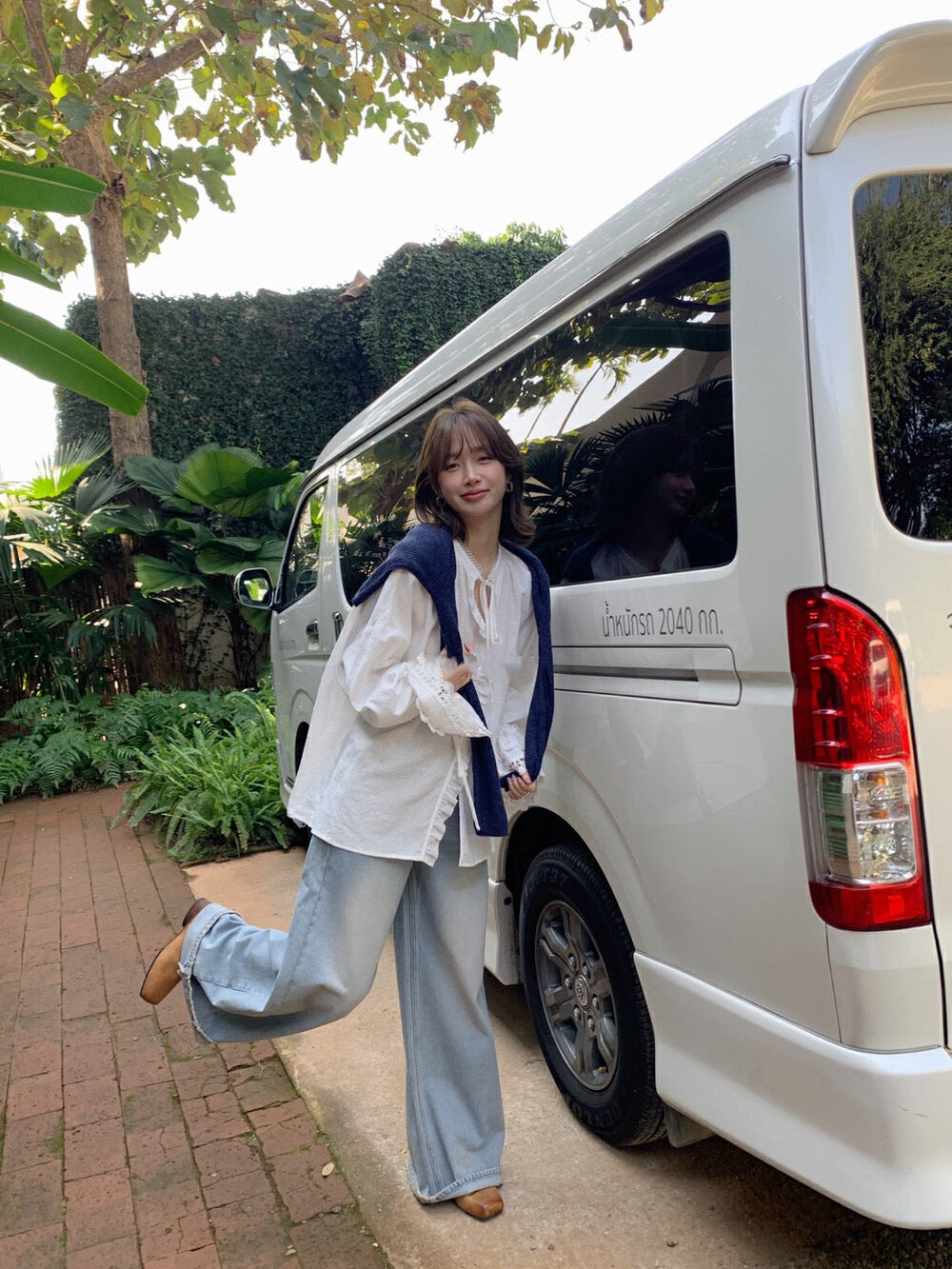 ジャカードレースブラウス