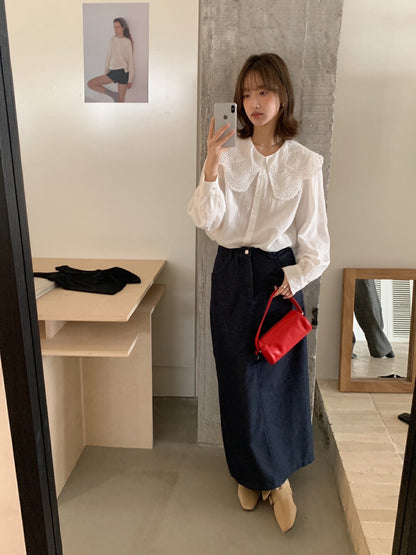 花邊領鏤空恤衫