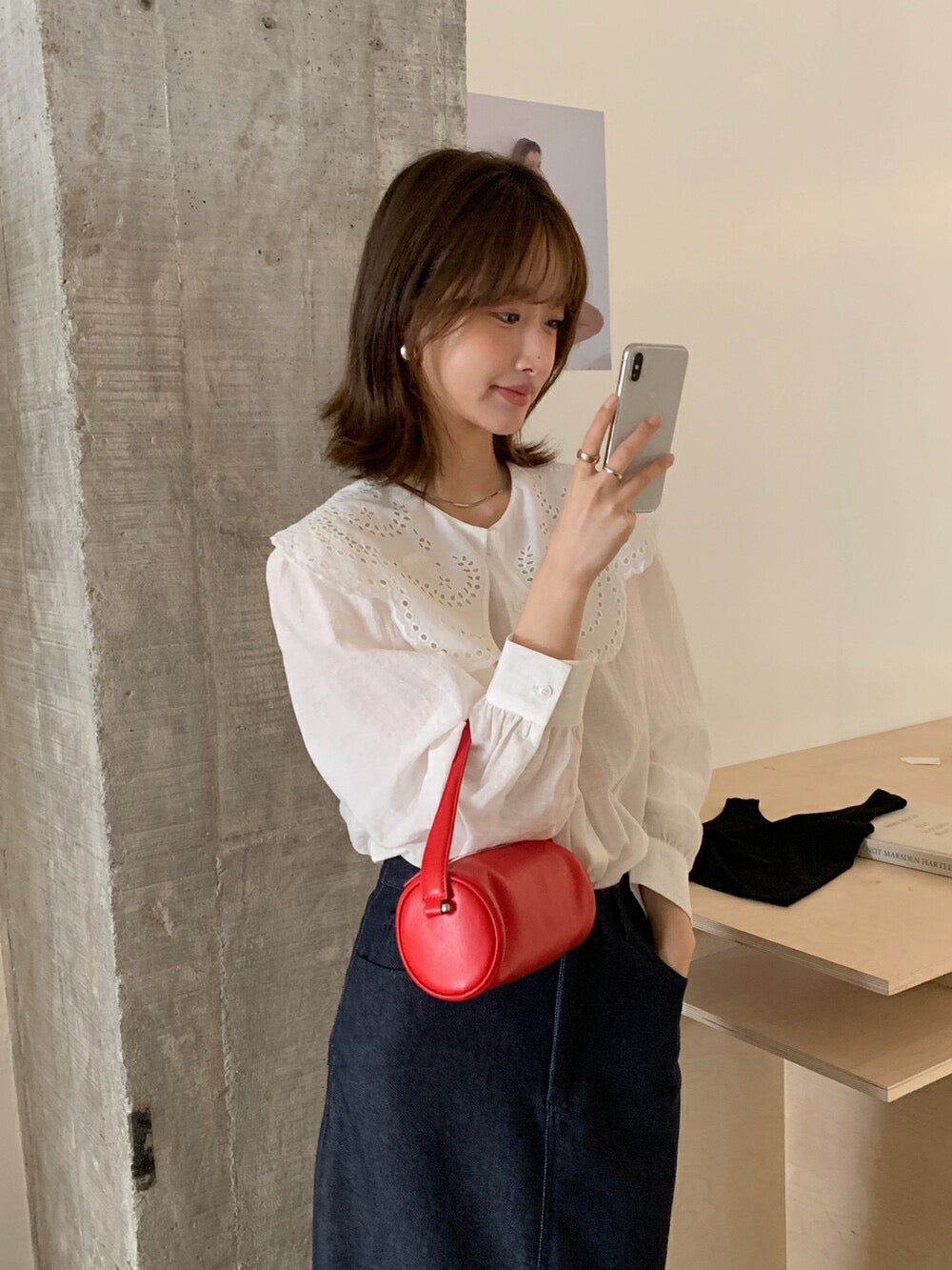 花邊領鏤空恤衫