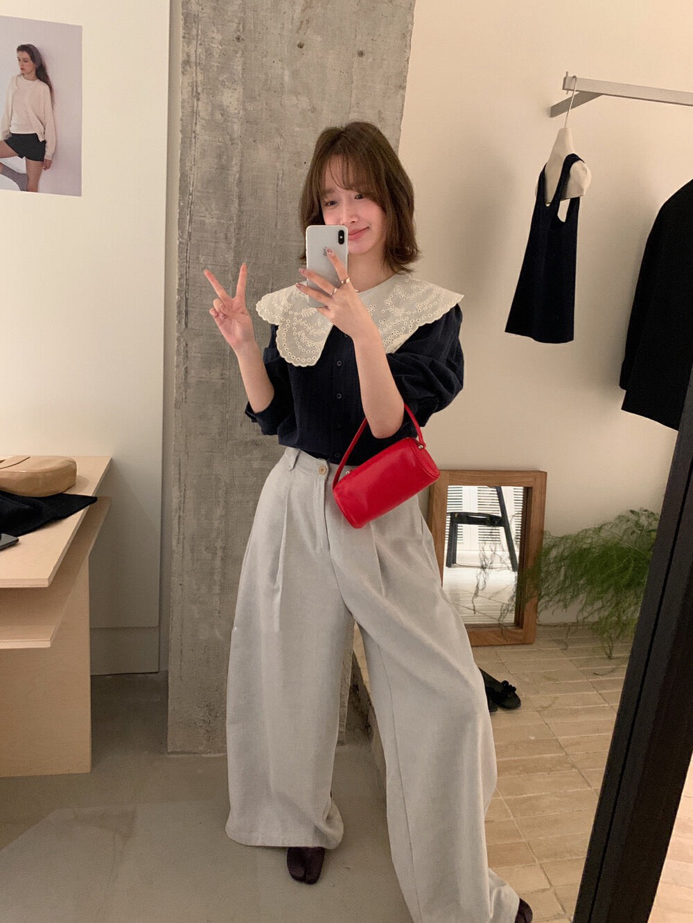 花邊領鏤空恤衫