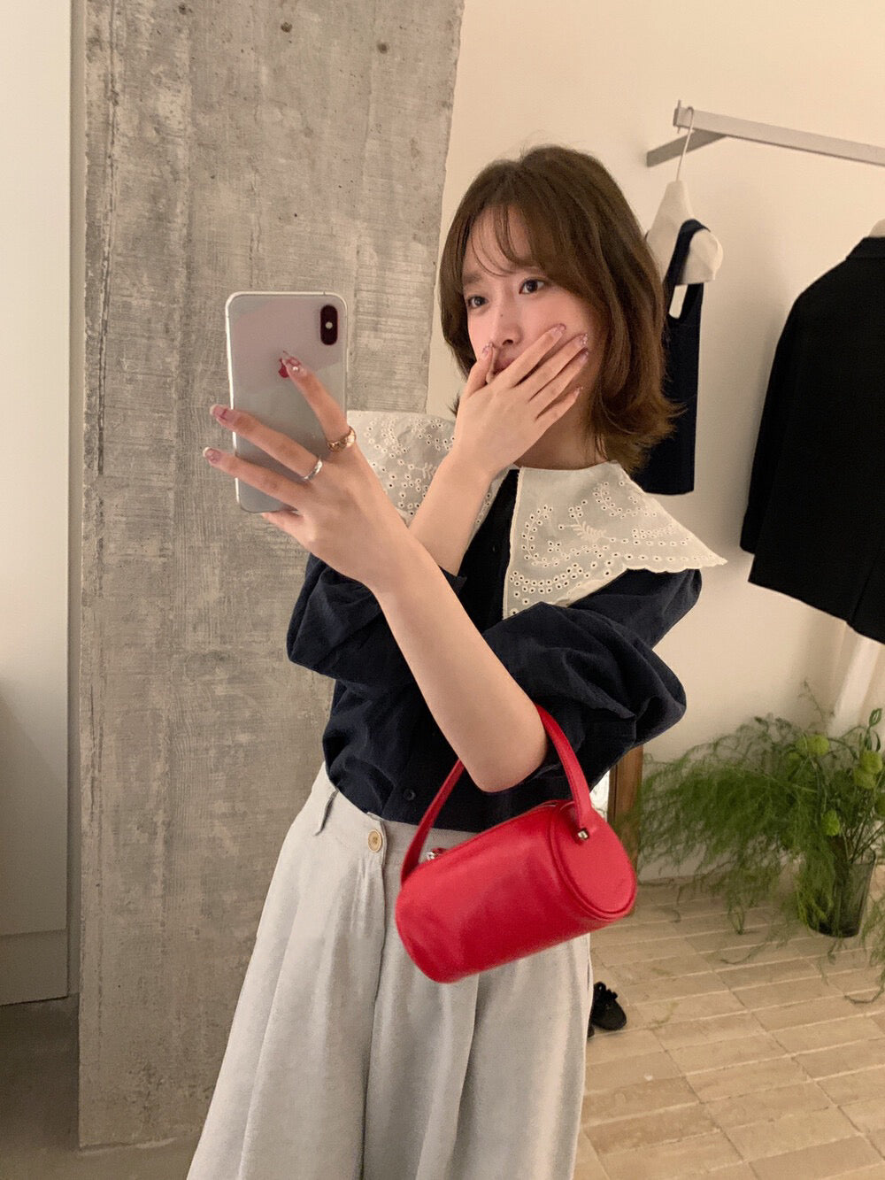 花邊領鏤空恤衫