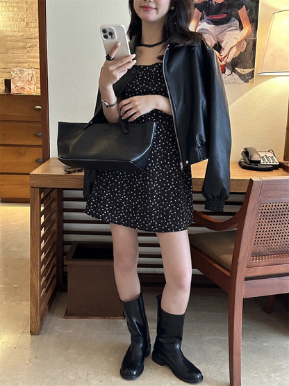 碎花吊帶連身裙