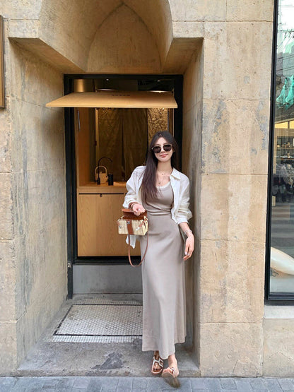 Two-piece Color-block Vest Dress