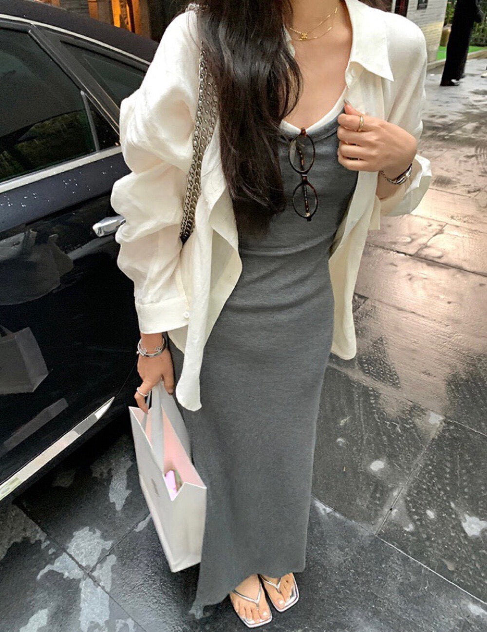 Two-piece Color-block Vest Dress