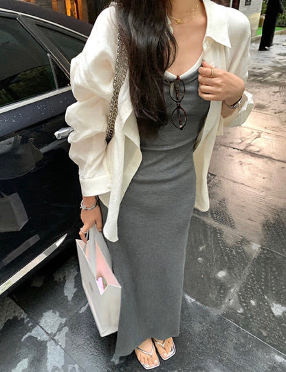 Two-piece Color-block Vest Dress