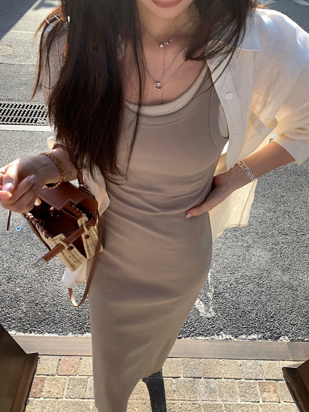 Two-piece Color-block Vest Dress