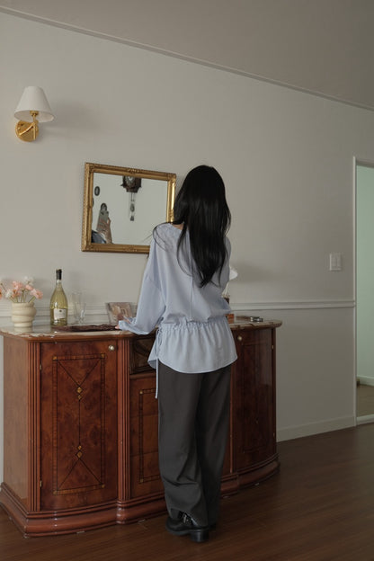 French Off-Shoulder Drawstring Blouse