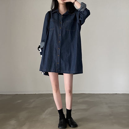 復古明顯牛仔恤衫裙