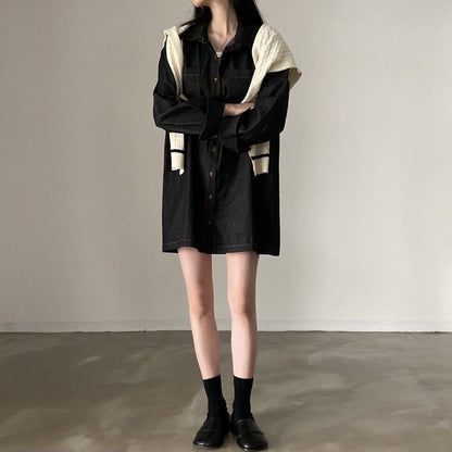 復古明顯牛仔恤衫裙