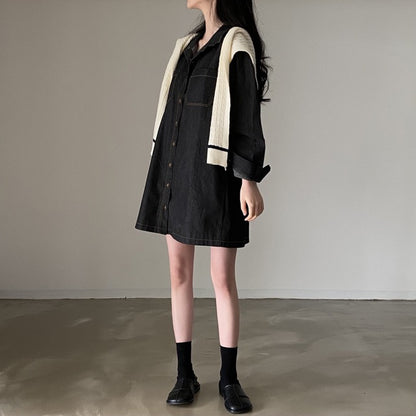 復古明顯牛仔恤衫裙