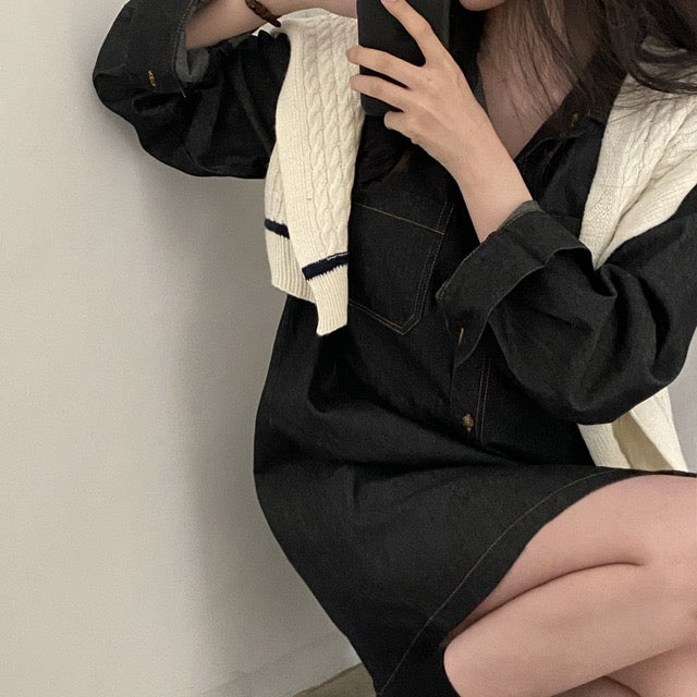 復古明顯牛仔恤衫裙